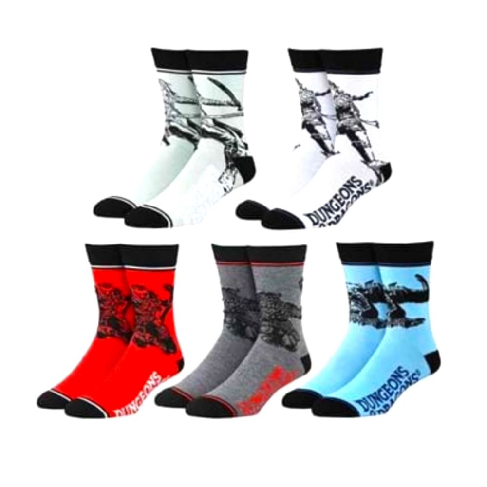 Adult Dungeons & Dragons Character 5 Pair Crew Socks - BRAND NEW Size 10…